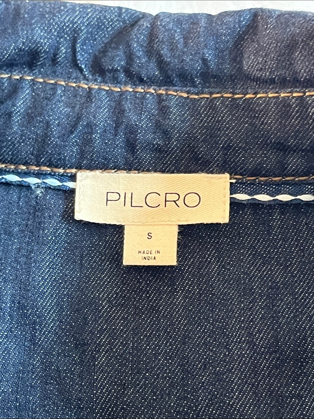 Ozzi Ruffle-Sleeve Buttondown Shirt by Pilcro Anthropologie denim puff sleeve - Picture 3 of 9